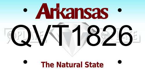 QVT1826 Arkansas License Plate