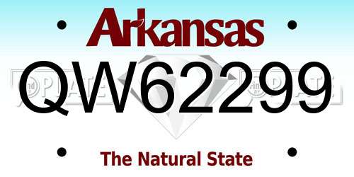 QW62299 Arkansas License Plate