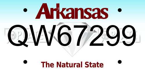 QW67299 Arkansas License Plate