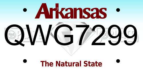 QWG7299 Arkansas License Plate