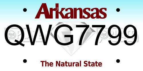 QWG7799 Arkansas License Plate