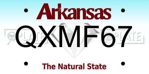 QXMF67 Arkansas License Plate