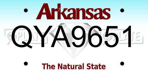 QYA9651 Arkansas License Plate