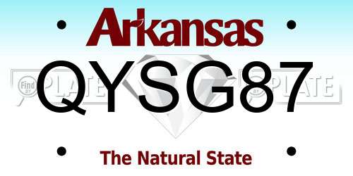 QYSG87 Arkansas License Plate