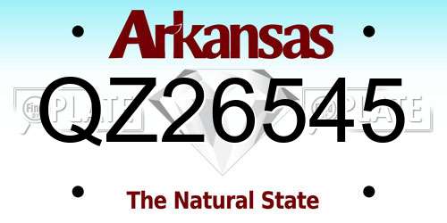 QZ26545 Arkansas License Plate