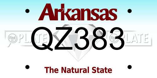 QZ383 Arkansas License Plate