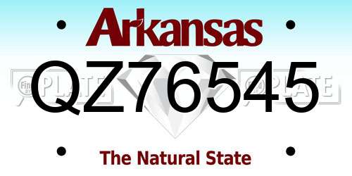 QZ76545 Arkansas License Plate