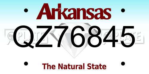 QZ76845 Arkansas License Plate
