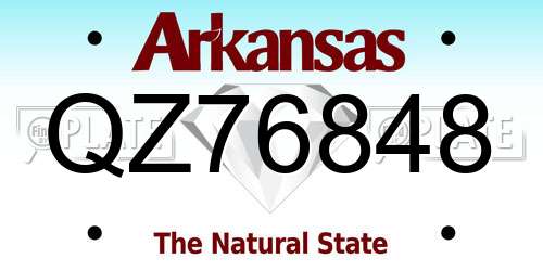 QZ76848 Arkansas License Plate
