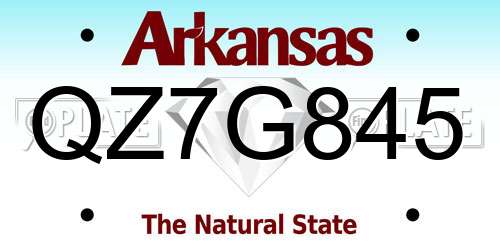 QZ7G845 Arkansas License Plate