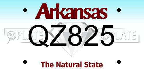 QZ825 Arkansas License Plate