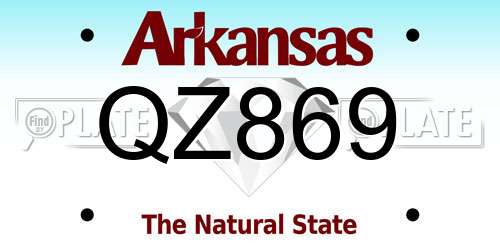 QZ869 Arkansas License Plate
