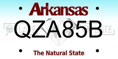 QZA85B Arkansas License Plate