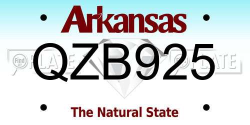 QZB925 Arkansas License Plate