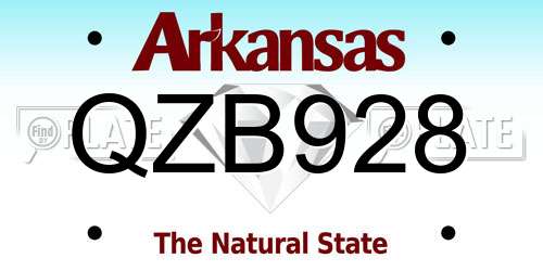 QZB928 Arkansas License Plate