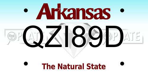QZI89D Arkansas License Plate