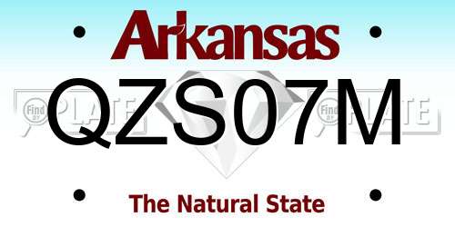 QZS07M Arkansas License Plate