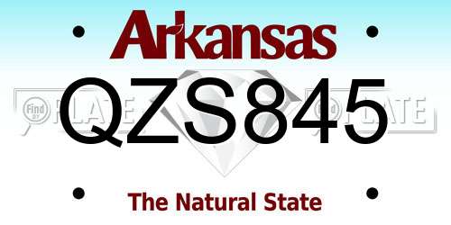 QZS845 Arkansas License Plate