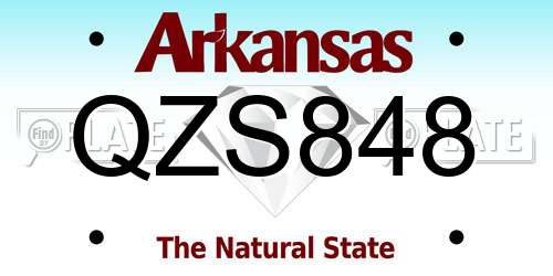 QZS848 Arkansas License Plate