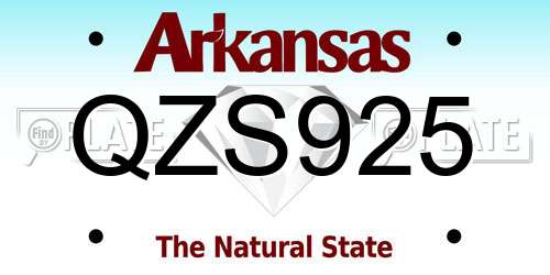 QZS925 Arkansas License Plate