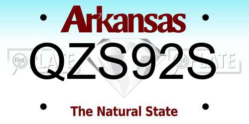 QZS92S Arkansas License Plate