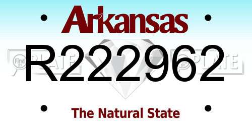R222962 Arkansas License Plate