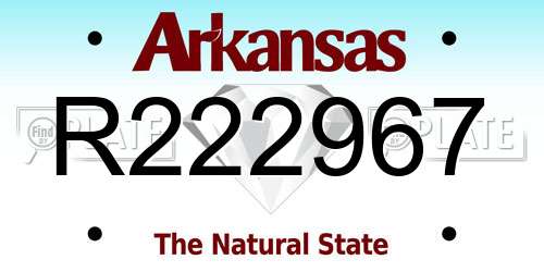 R222967 Arkansas License Plate