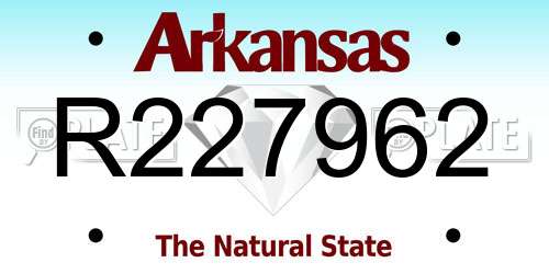 R227962 Arkansas License Plate
