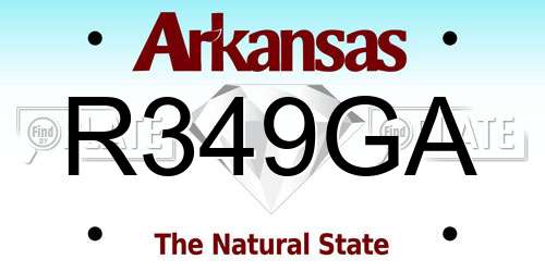 R349GA Arkansas License Plate