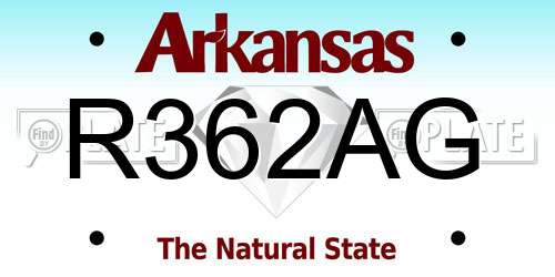 R362AG Arkansas License Plate