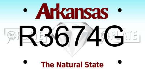 R3674G Arkansas License Plate