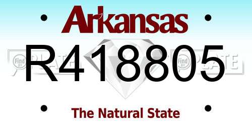 R418805 Arkansas License Plate