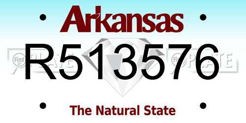 R513576 Arkansas License Plate
