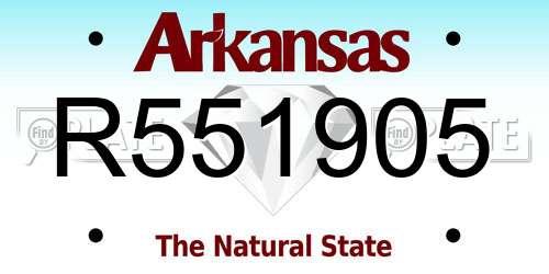 R551905 Arkansas License Plate