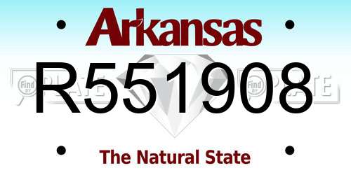 R551908 Arkansas License Plate