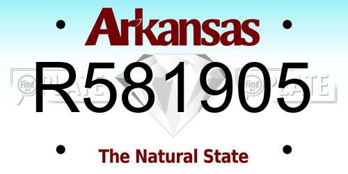 R581905 Arkansas License Plate