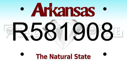 R581908 Arkansas License Plate