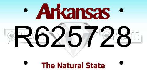 R625728 Arkansas License Plate