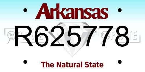 R625778 Arkansas License Plate