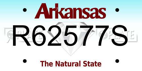 R62577S Arkansas License Plate