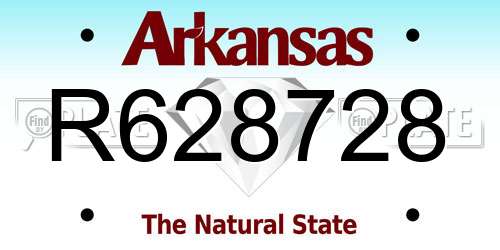 R628728 Arkansas License Plate
