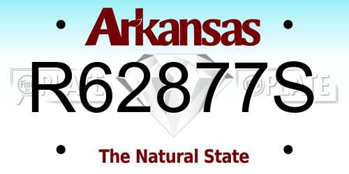 R62877S Arkansas License Plate