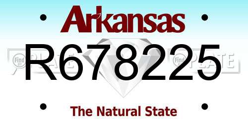 R678225 Arkansas License Plate