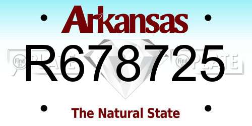 R678725 Arkansas License Plate
