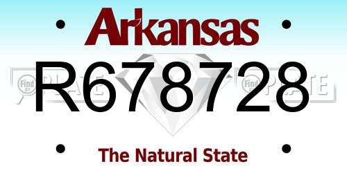 R678728 Arkansas License Plate
