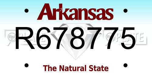 R678775 Arkansas License Plate