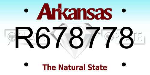 R678778 Arkansas License Plate