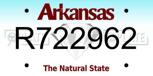R722962 Arkansas License Plate
