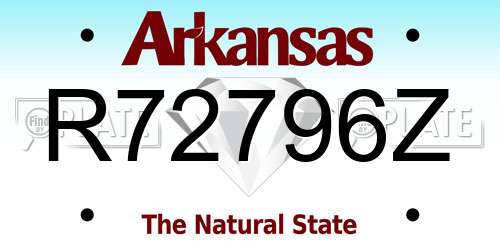 R72796Z Arkansas License Plate