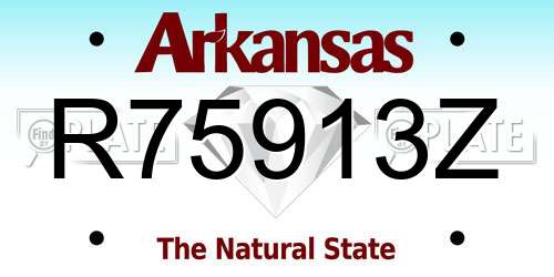 R75913Z Arkansas License Plate